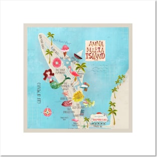 Anna Maria Island Florida//custom island map design and pattern Posters and Art